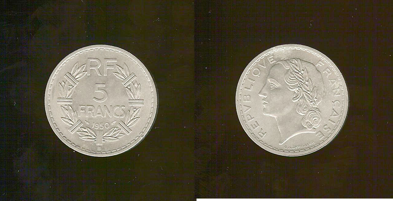 5 francs Lavrilier 1950B Unc+